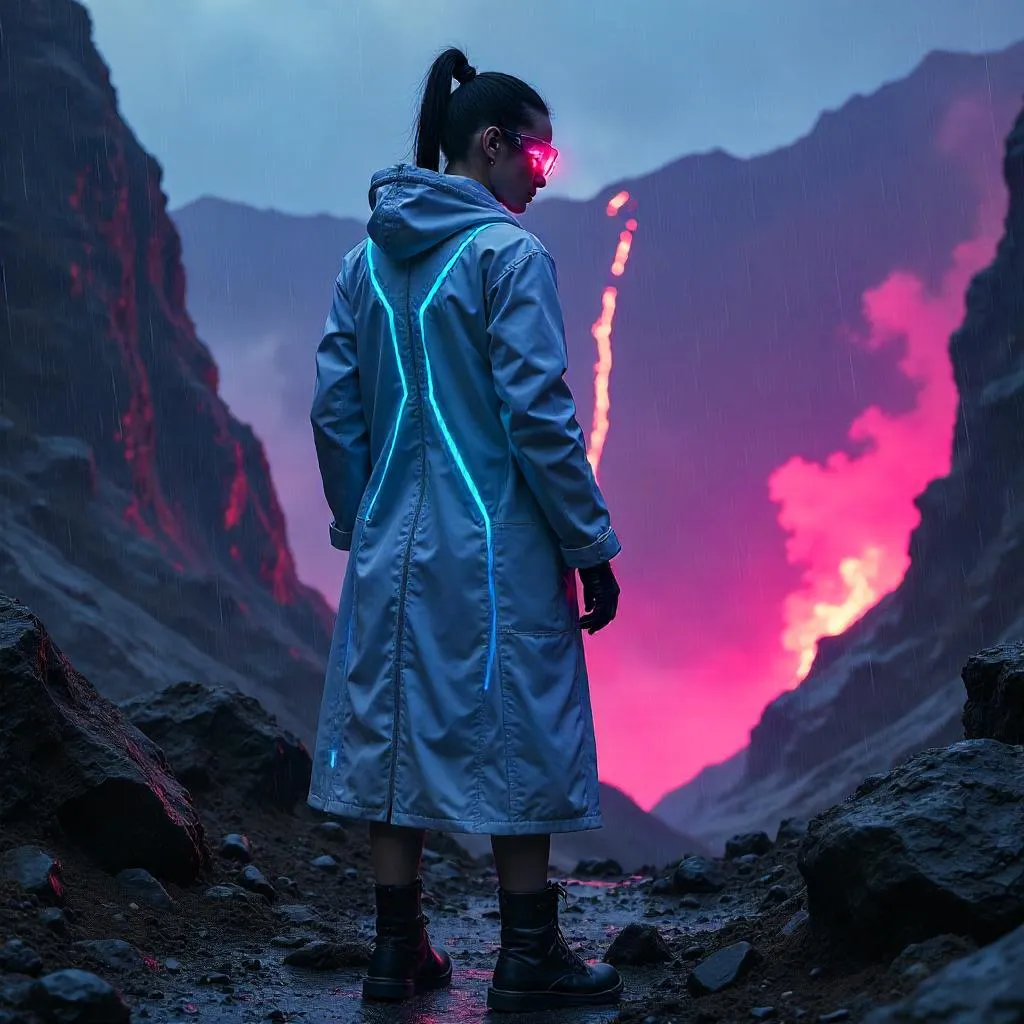 Cyberpunk Doctor in a Volcanic Crater