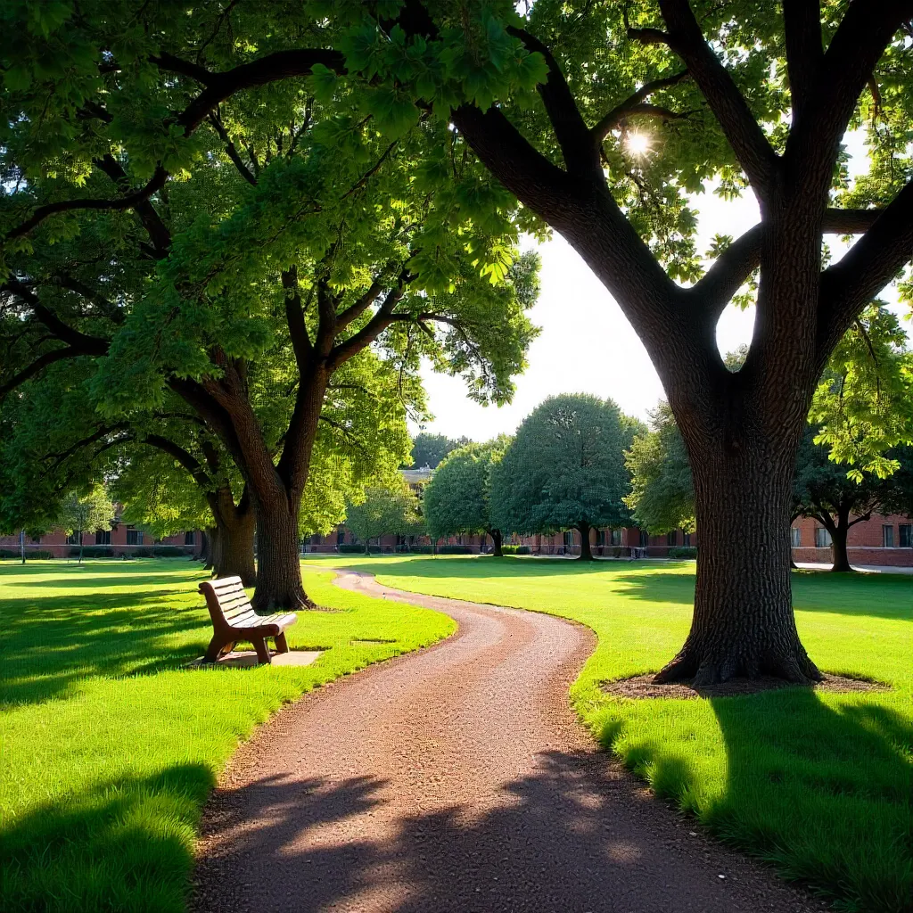 Serene Oak-Lined Oval Walk at CSU Fort Collins