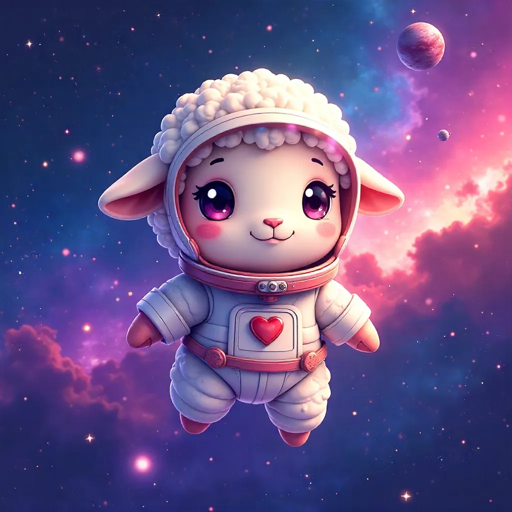 Starry-Eyed Anime Sheep in Space