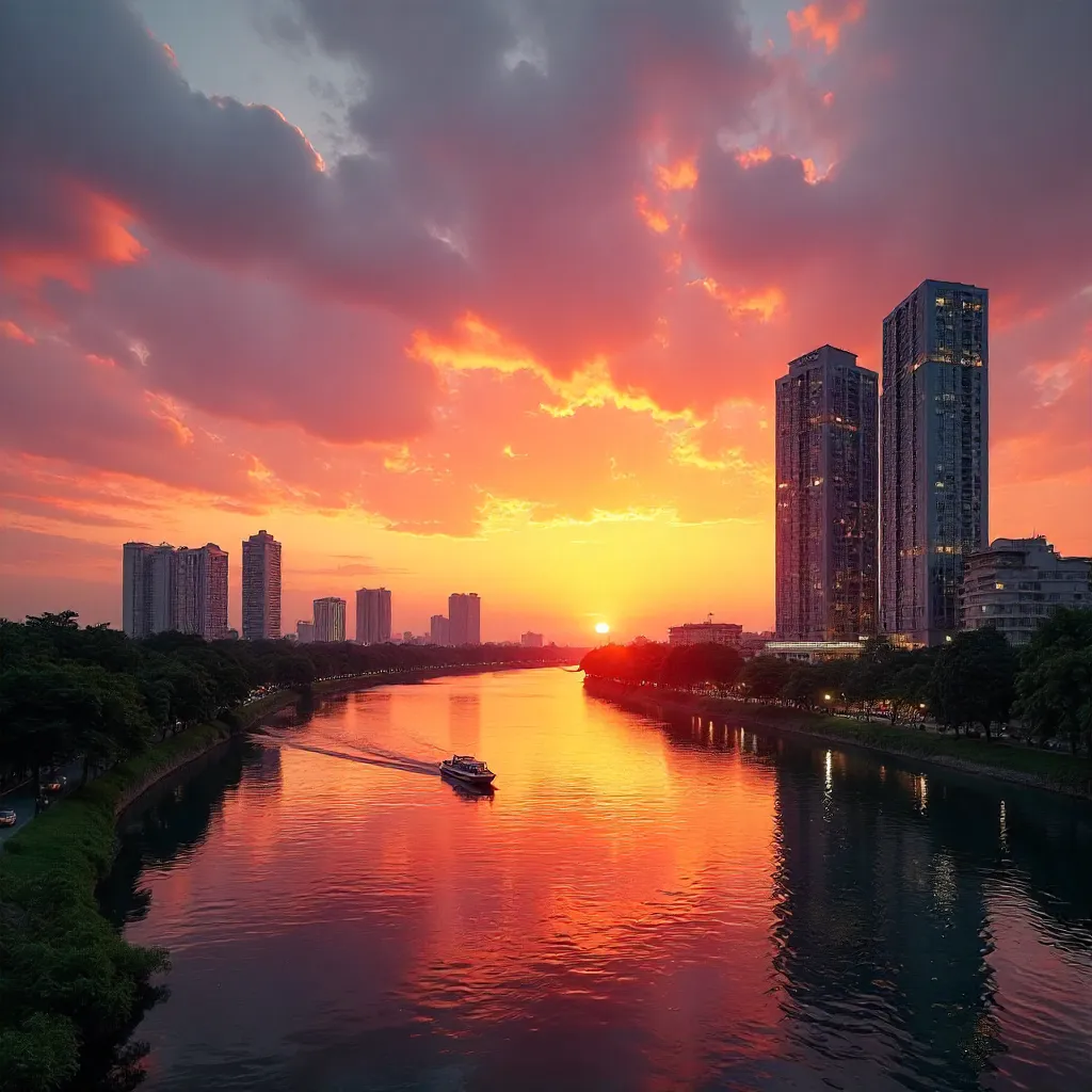 Sunset Skyline of Ho Chi Minh City with Landmark 81