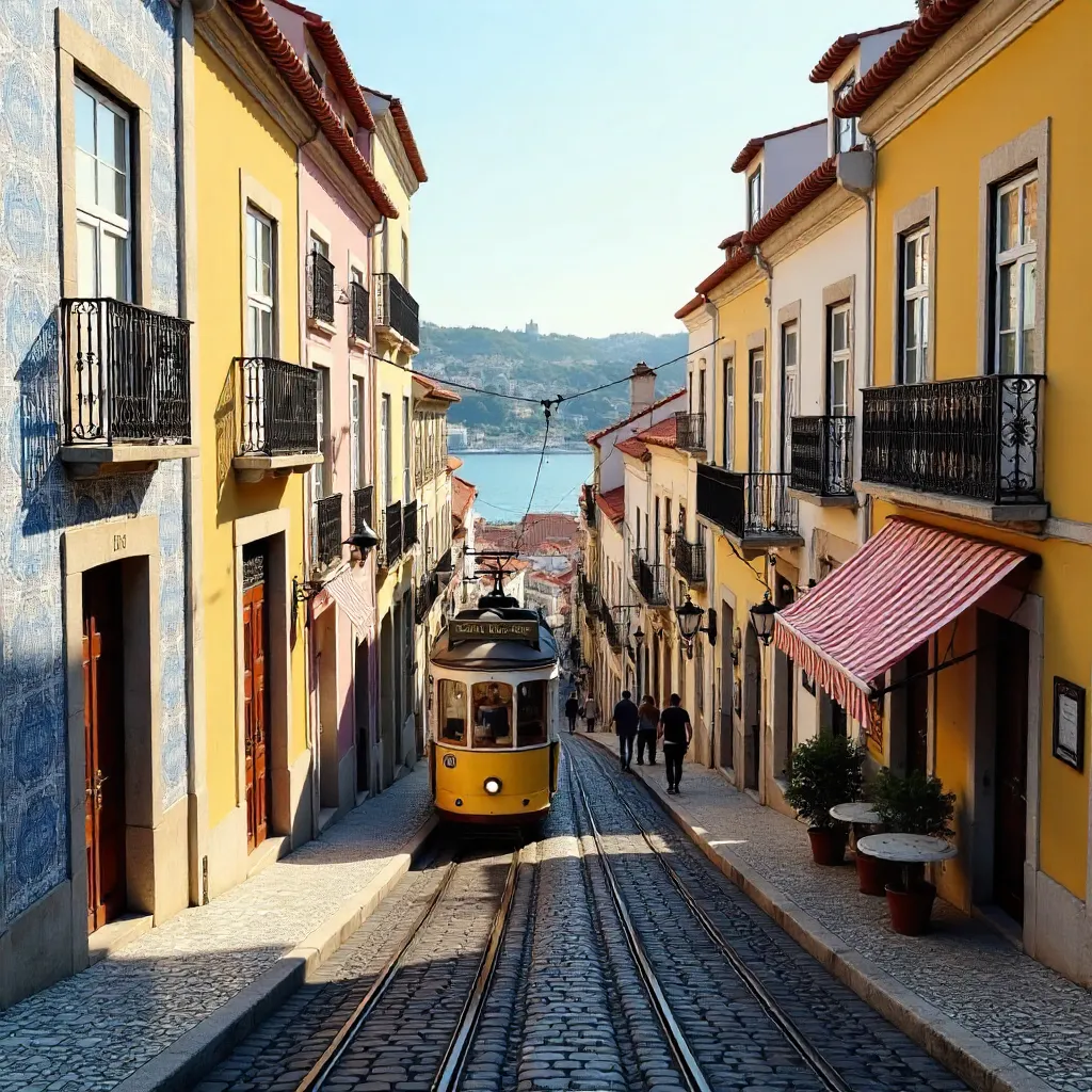 Lisbon Street View: Classic Architecture & Urban Life