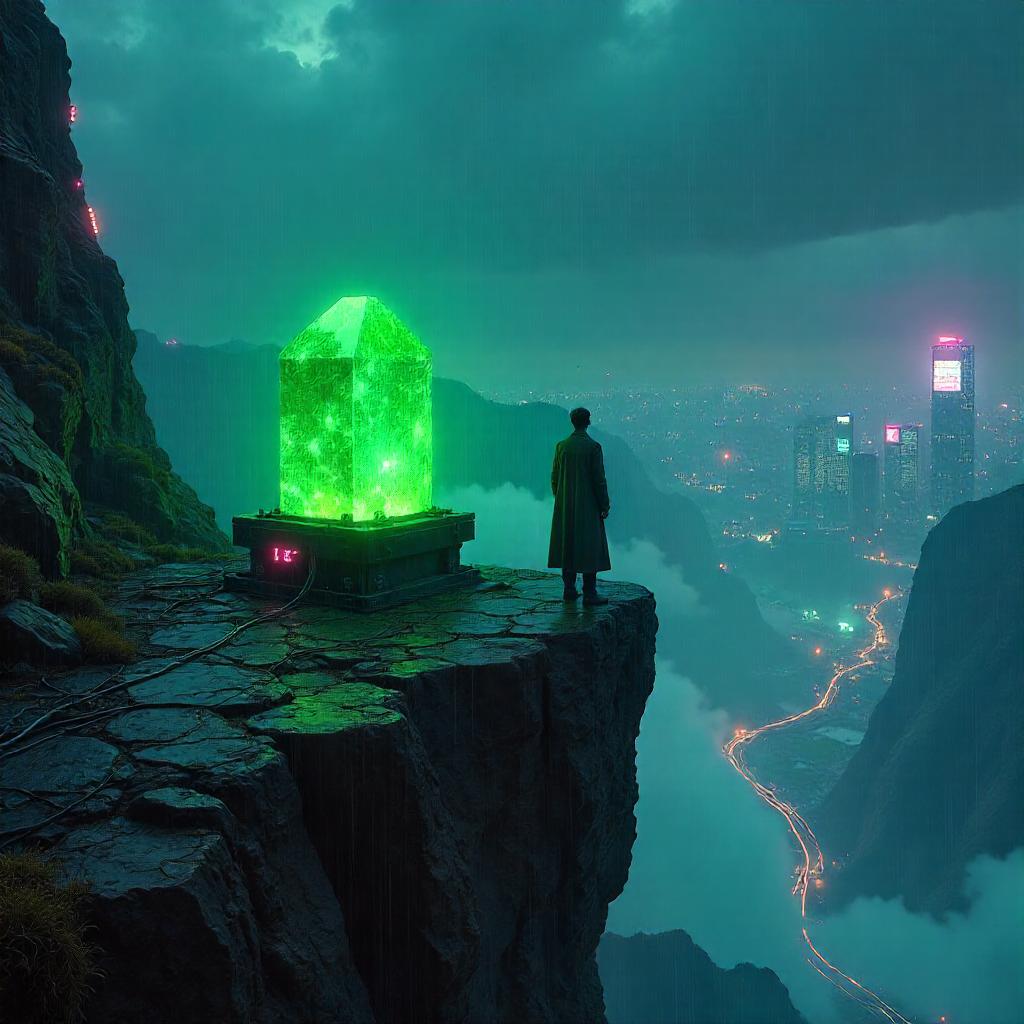 Philosopher's Stone at the Neon Cliff Edge - Cyberpunk