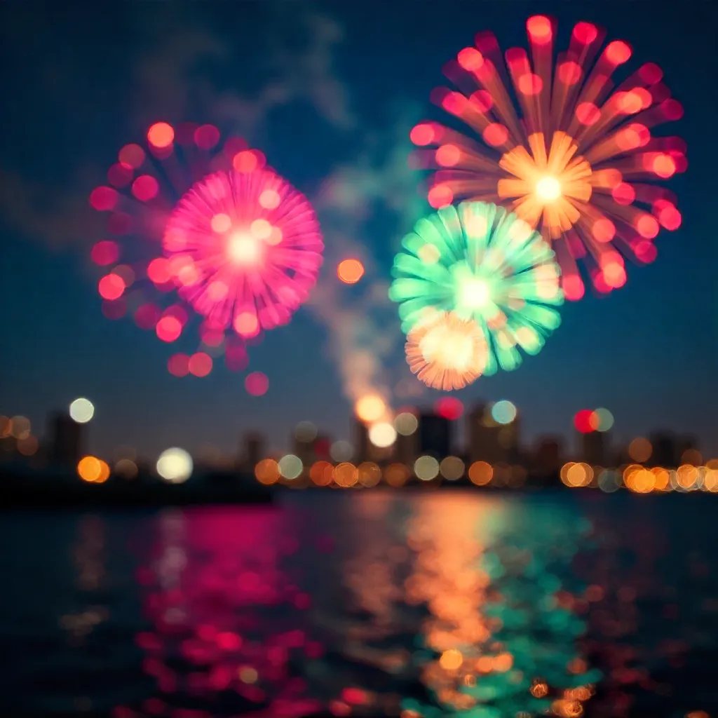 Blurry Fireworks Night: Abstract Festive Glow