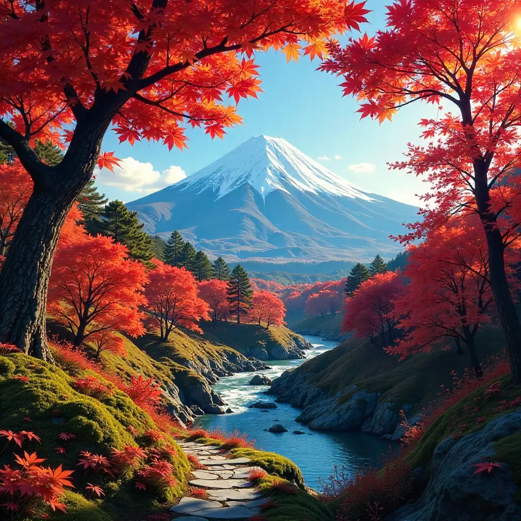 Autumnal Fuji Through Shizuoka's Colorful Foliage