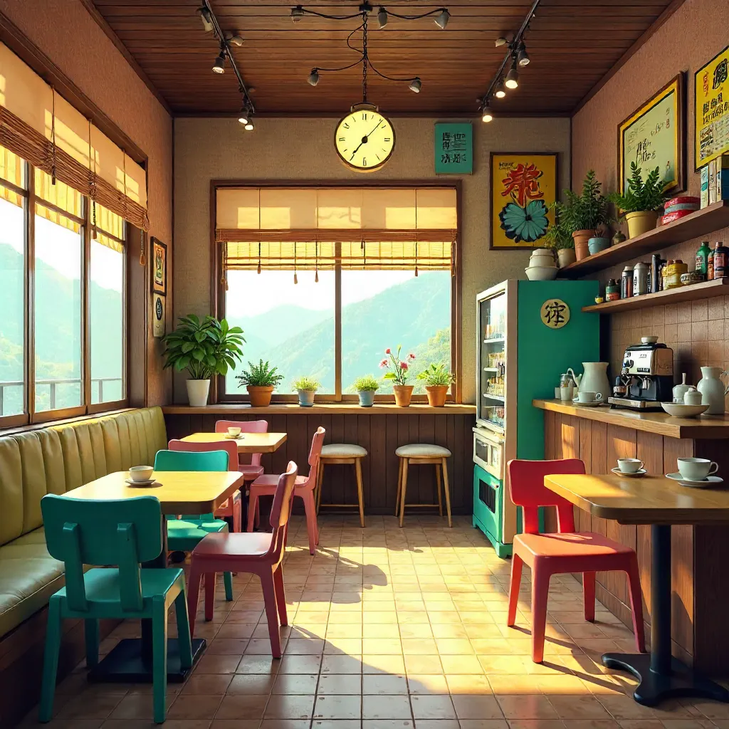 Showa Vintage Japanese Café: Colorful Retro Charm