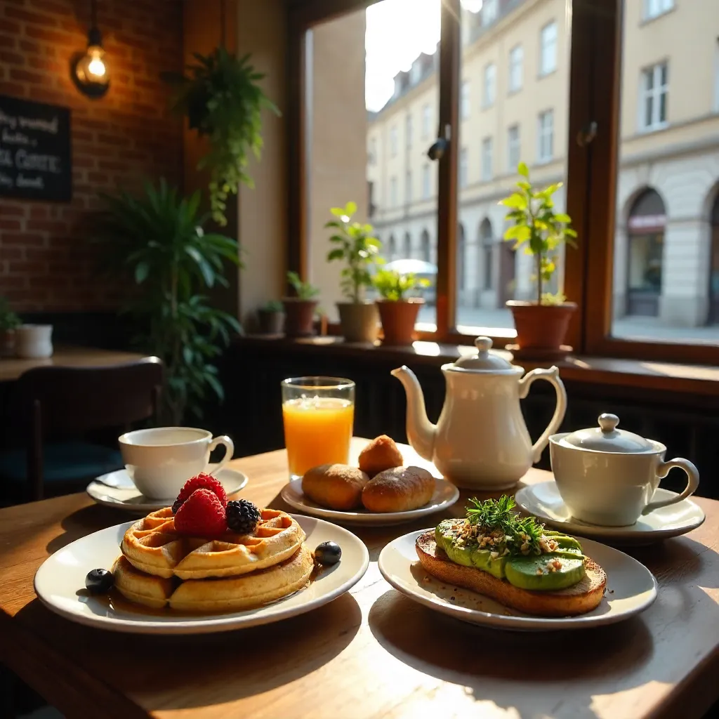Vibrant Brno Brunch Spread in a Cozy Café