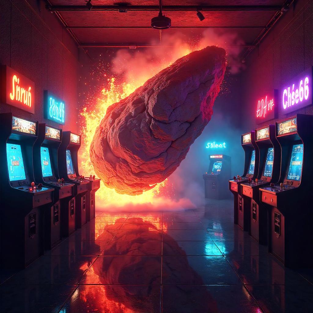 Meteor Through a Neon Arcade (3D Render)