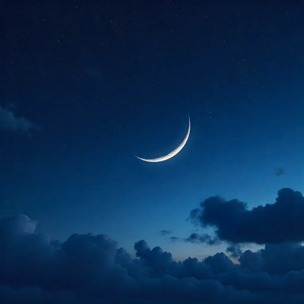 Serene Crescent Moon in a Velvet Night Sky