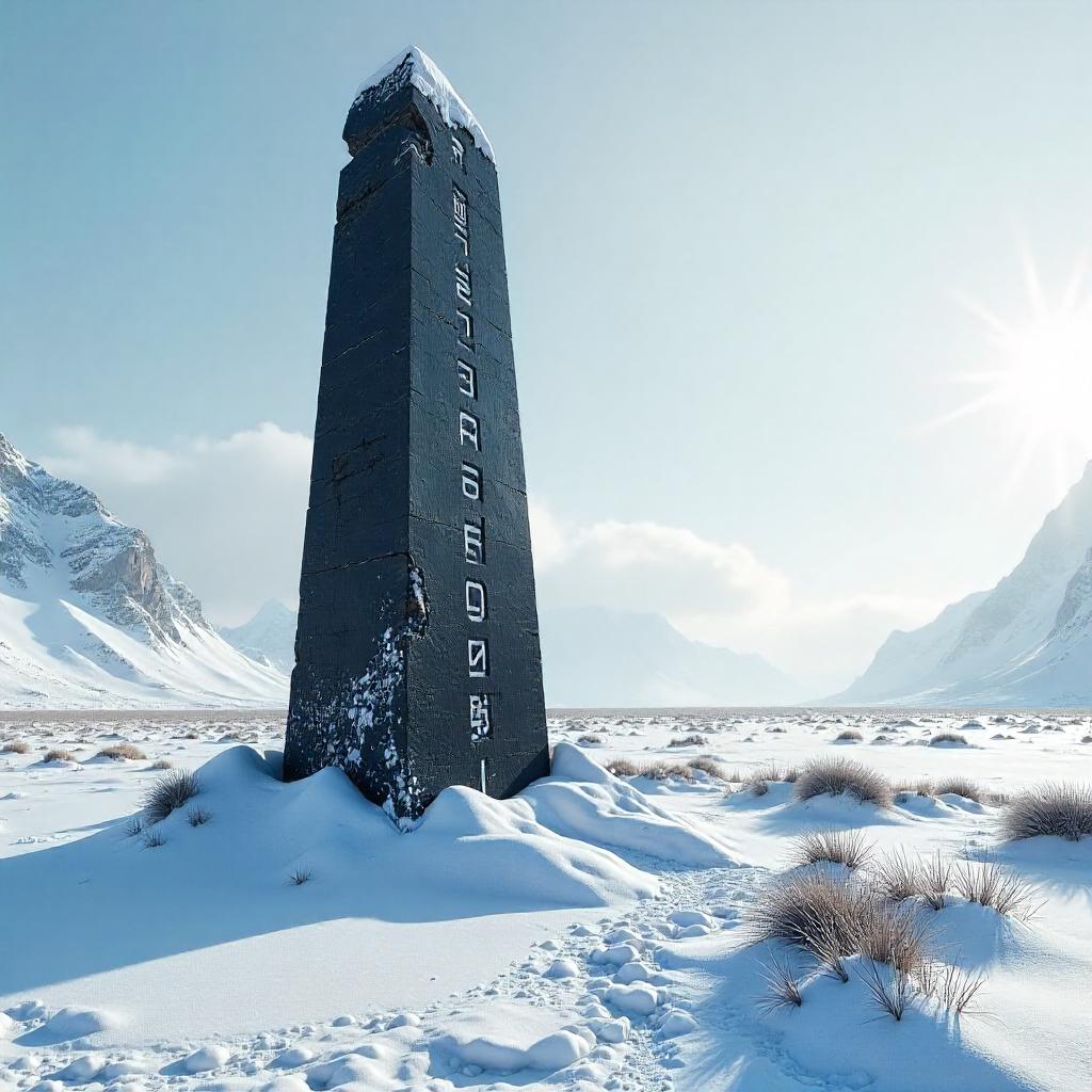 Solitary Obelisk in the Arctic Tundra