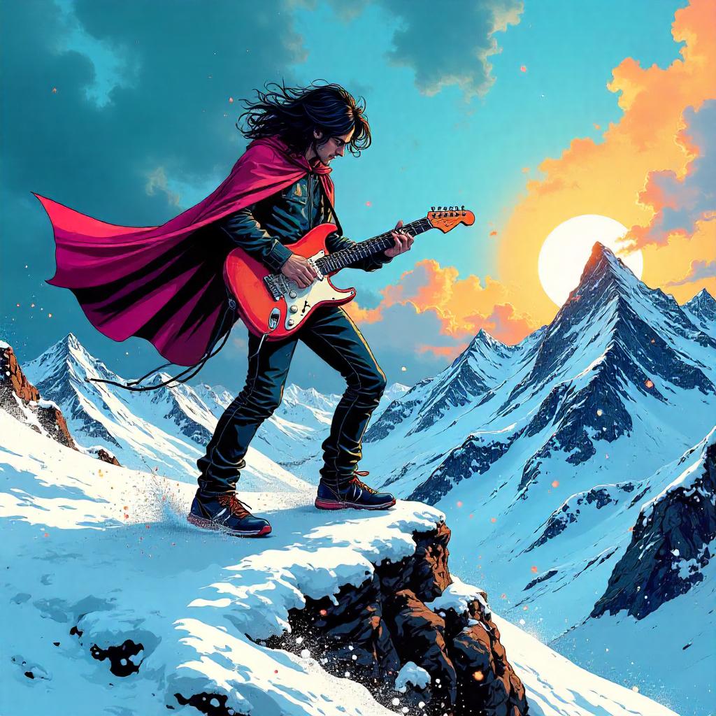 Guitar Hero on a Snowy Summit