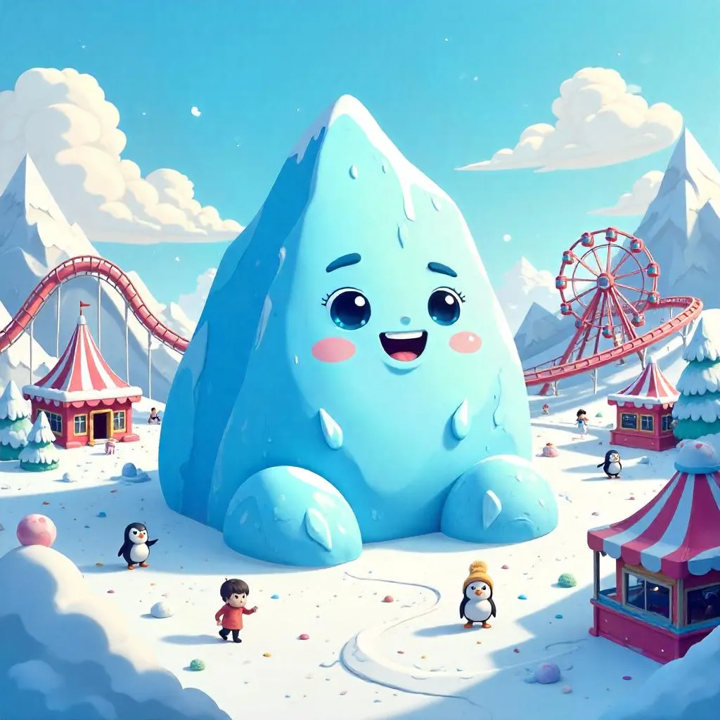 Glacier Centerpiece in a Cartoon Amusement Park