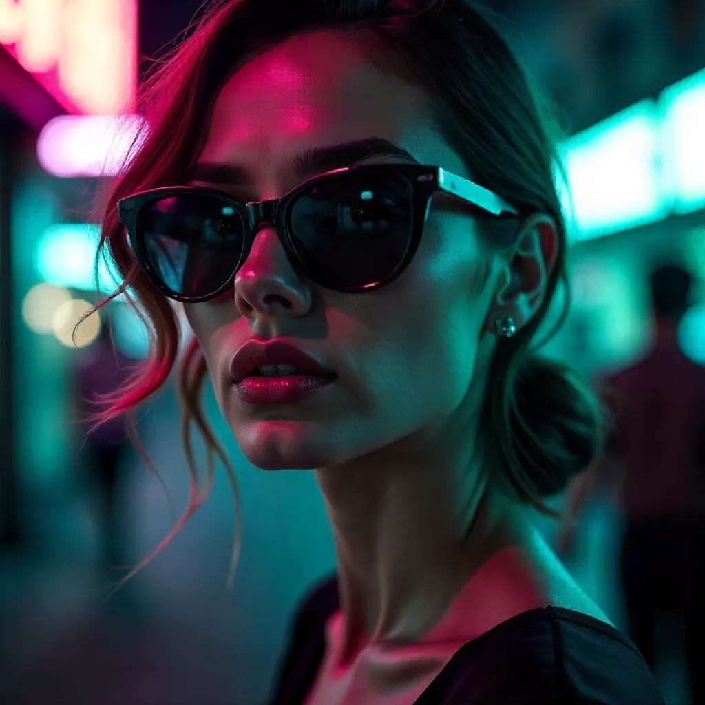 Blurred Elegance: The Mysterious Sunglass Woman