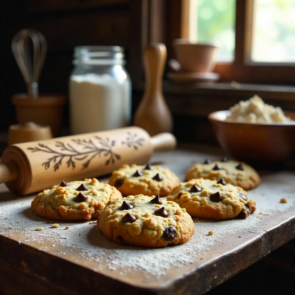 Rustic Cookies and Engraved Rolling Pin on Wood