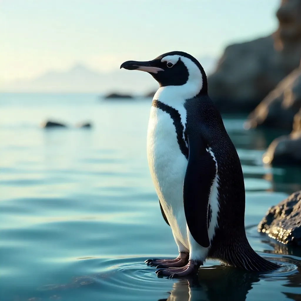 Close-Up Humboldt Penguin by Tranquil Coastal Waters