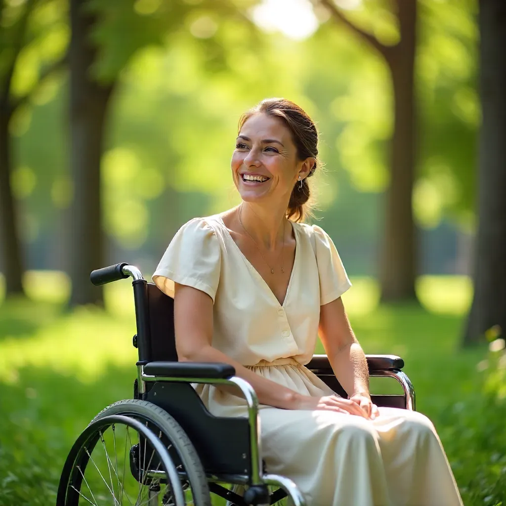 Joyful Moment: Wheelchair in a Lush Park