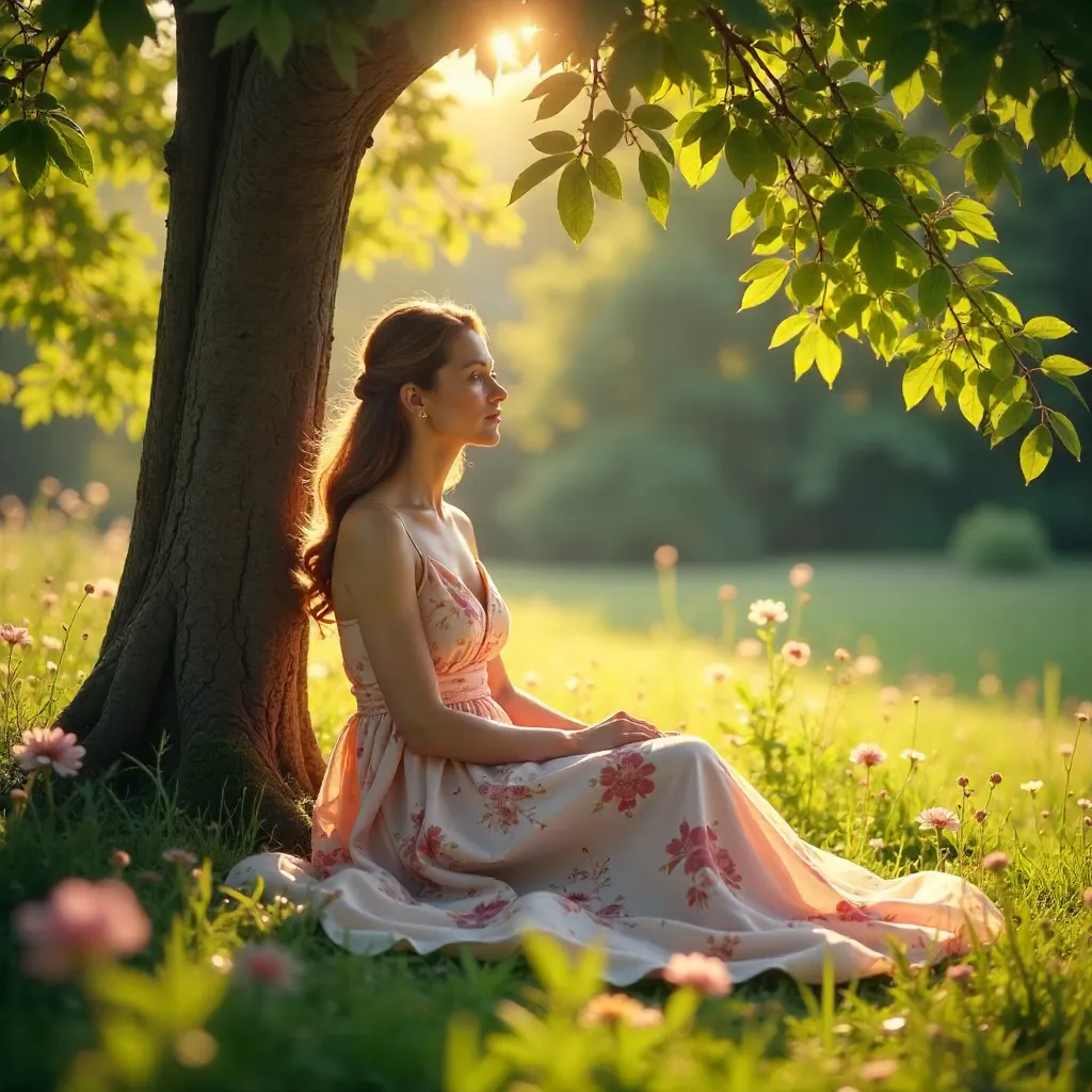 Sunlit Elegance Under the Tree