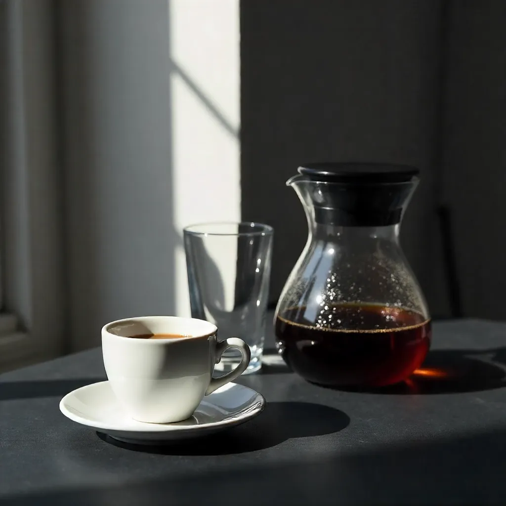 Minimalist Coffee Setup on a Dark Table