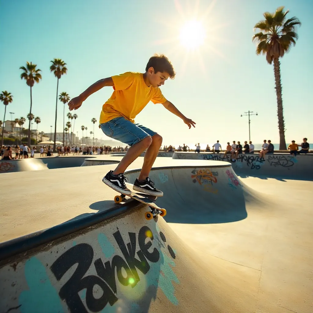 Sunny Venice Beach Skatepark Moment