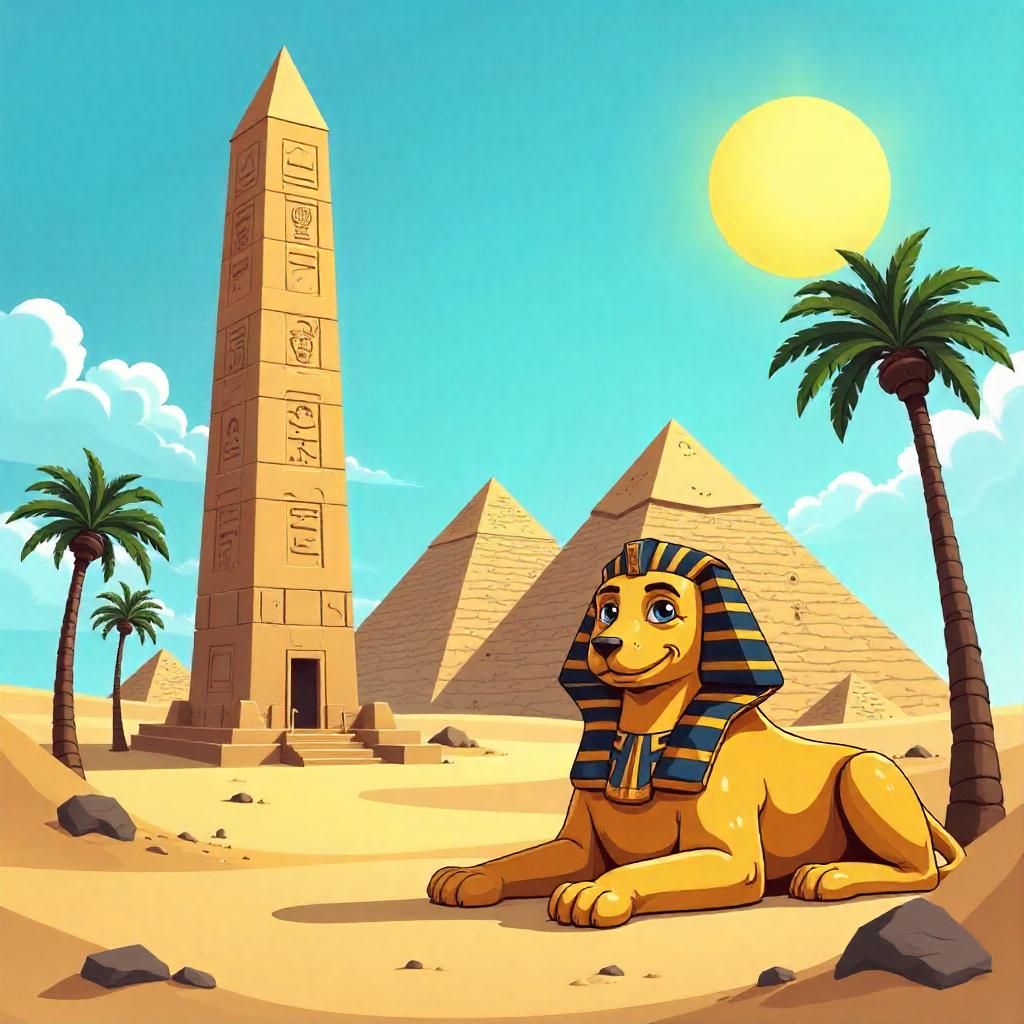 Cartoon Egyptian Monument Under the Desert Sun