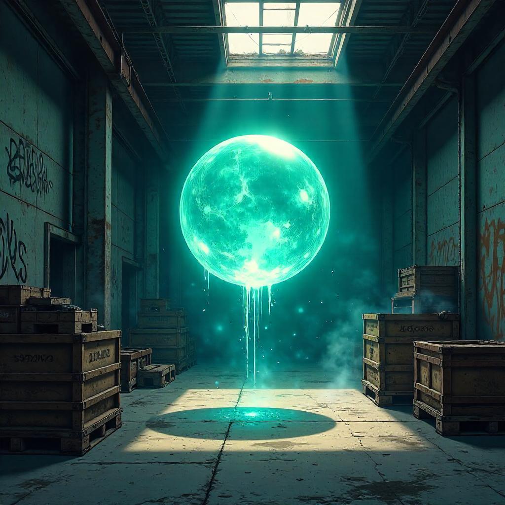 Spirit Orb in a Dim Anime Warehouse