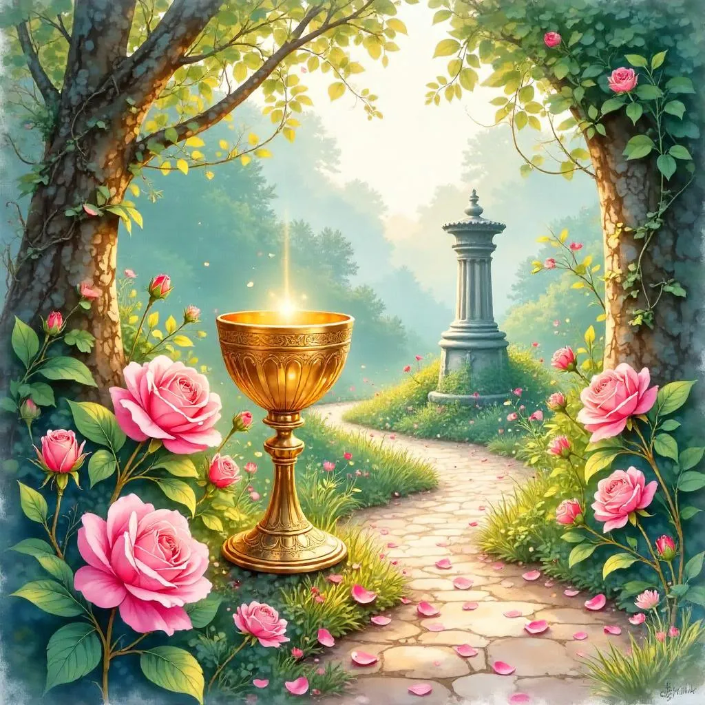 Holy Grail in a Watercolor Rose Garden