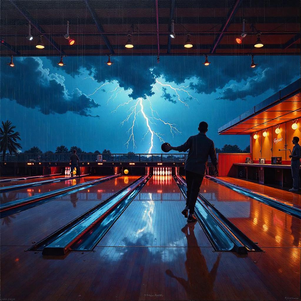 Storm Over the Bowling Alley Oil Painting