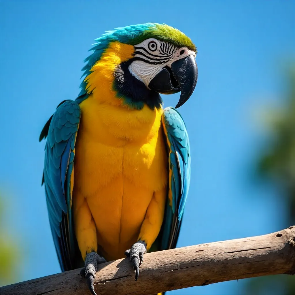 Macro Close-Up of a Blue-and-Yellow Macaw