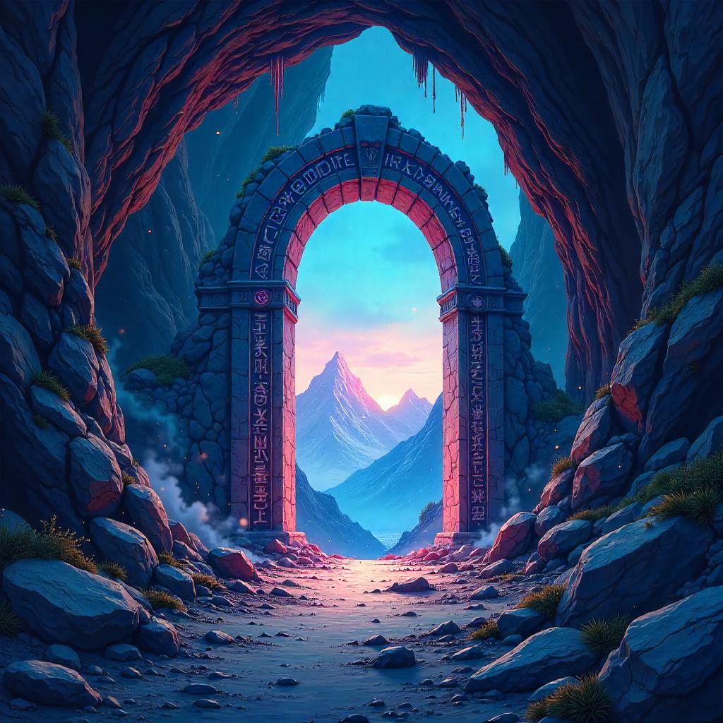 Anime Gateway in a Mountain Cave