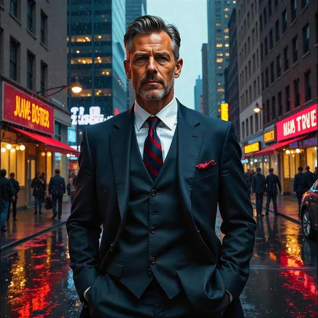Confident White Man in an Urban Oil Portrait