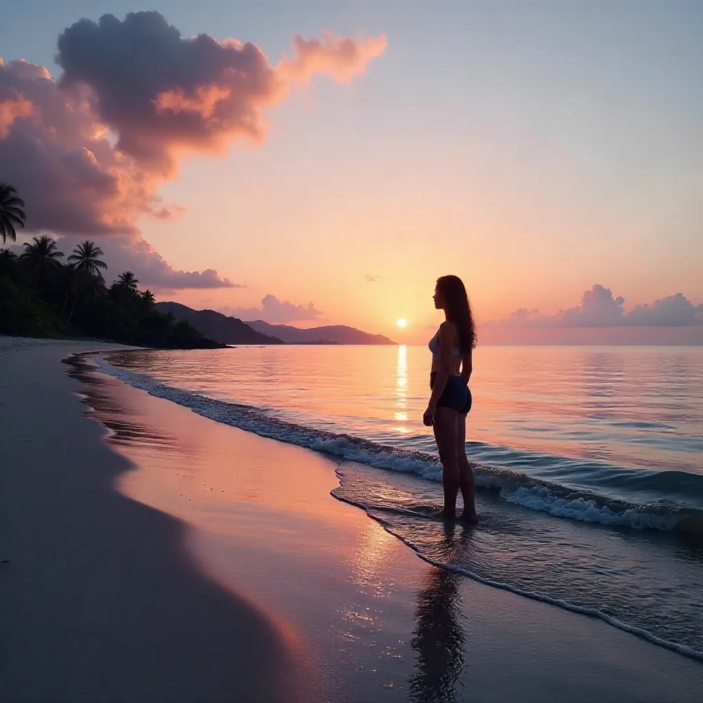 Silhouette at Dusk Over Gorontalo's Calm Ocean