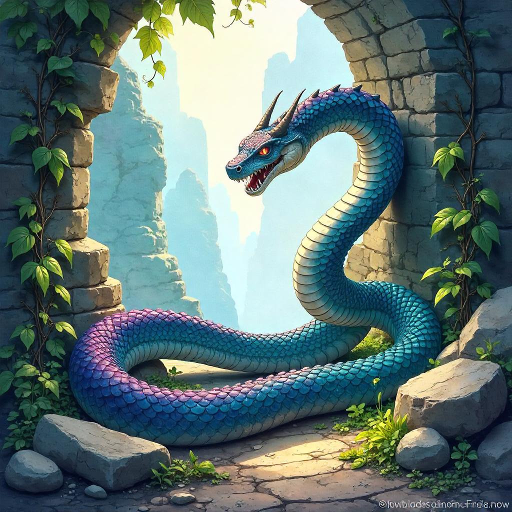 Watercolor Serpent Boss in a Neon Video Game