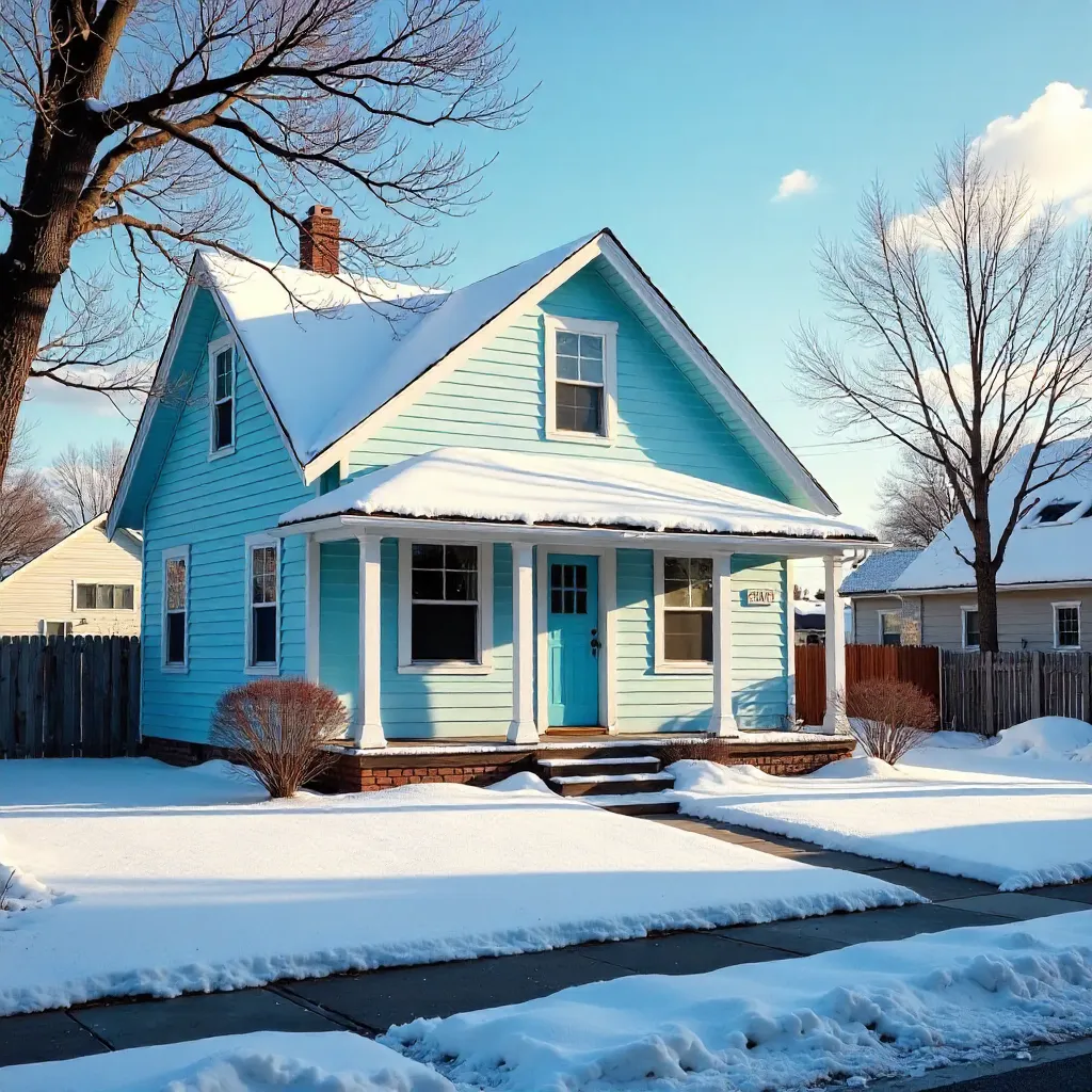 A Quaint Blue Boise House in Winter