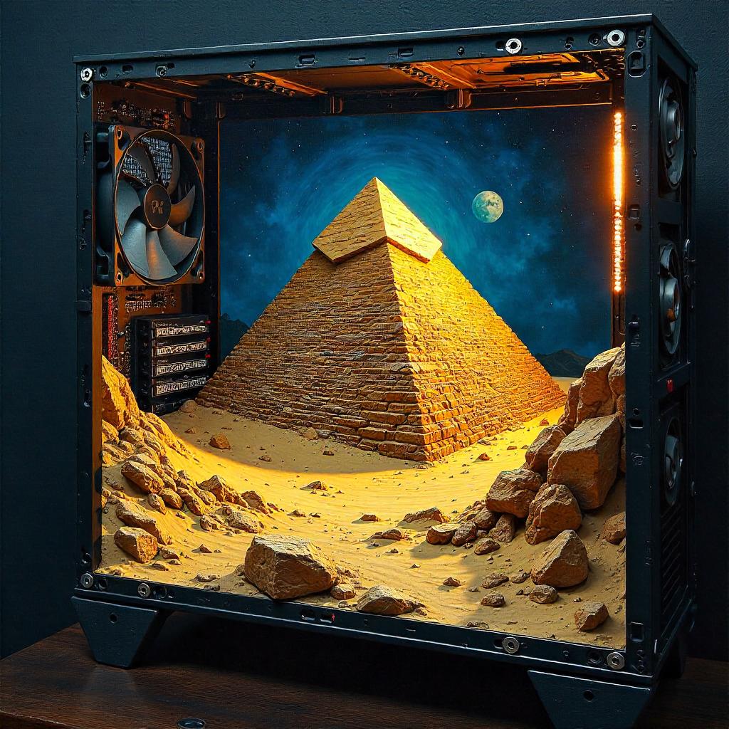 Pyramid Inside a Computer: An Oil Painting