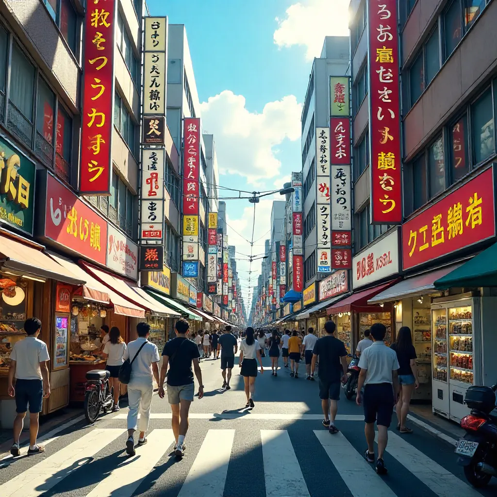 Tokyo Neon Street: Bustling Shopping District
