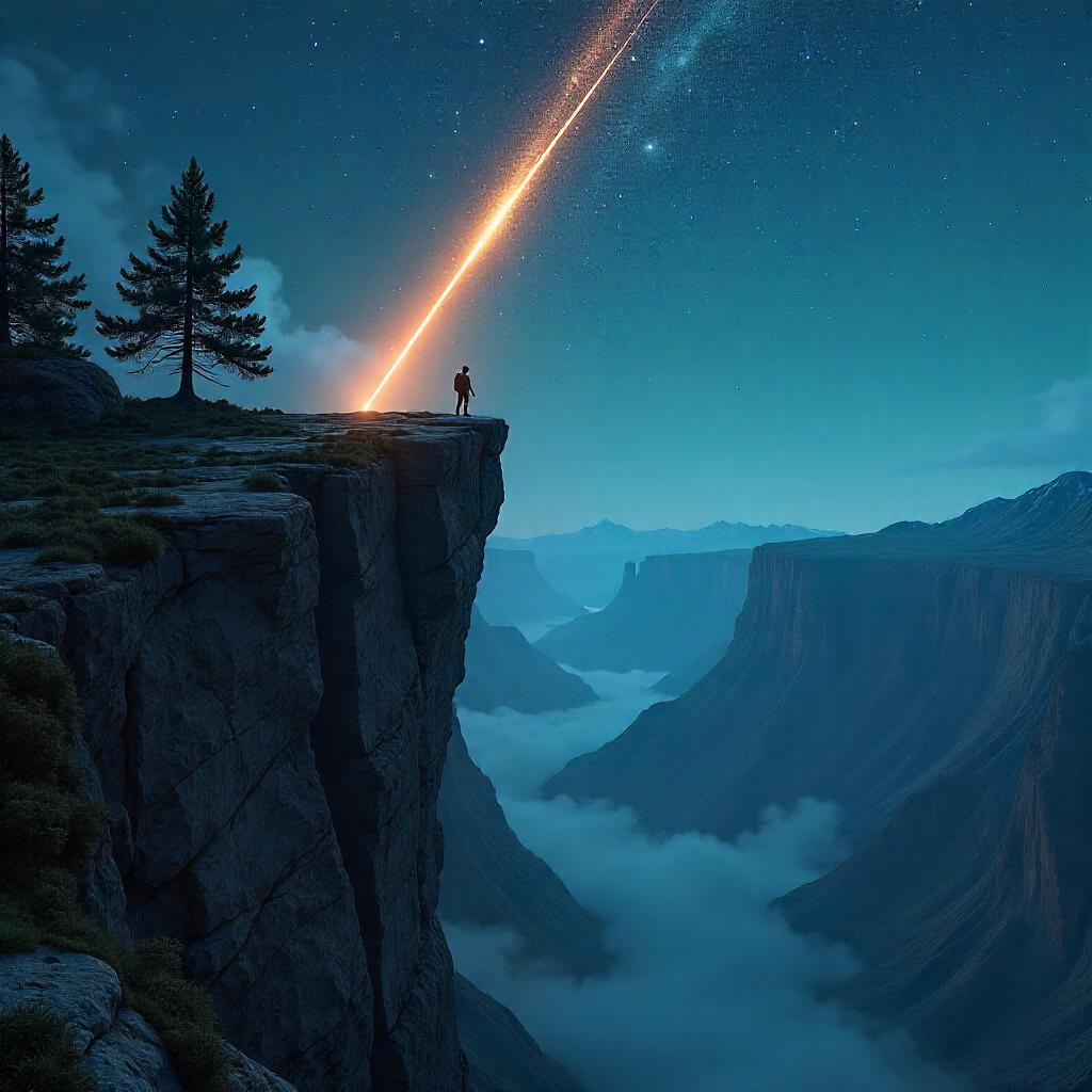 Epic 3D Cliff Edge Under a Meteor Shower