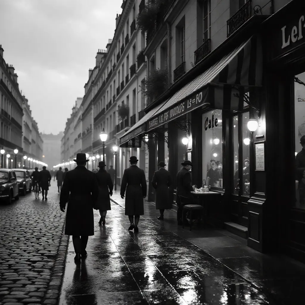 Classic Paris Street Scene: Le Fumoir in Monochrome