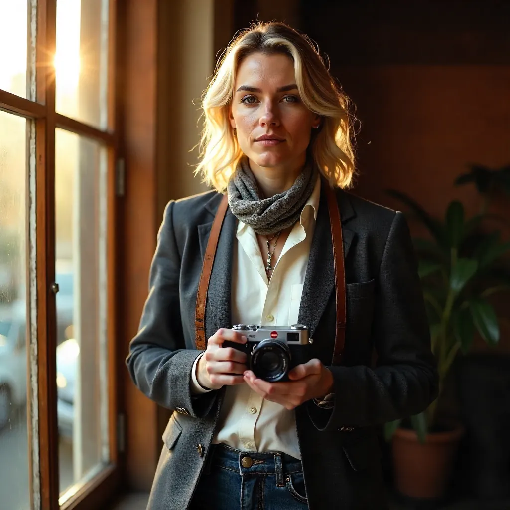 Stylish Portrait of a Photographer in Natural Light