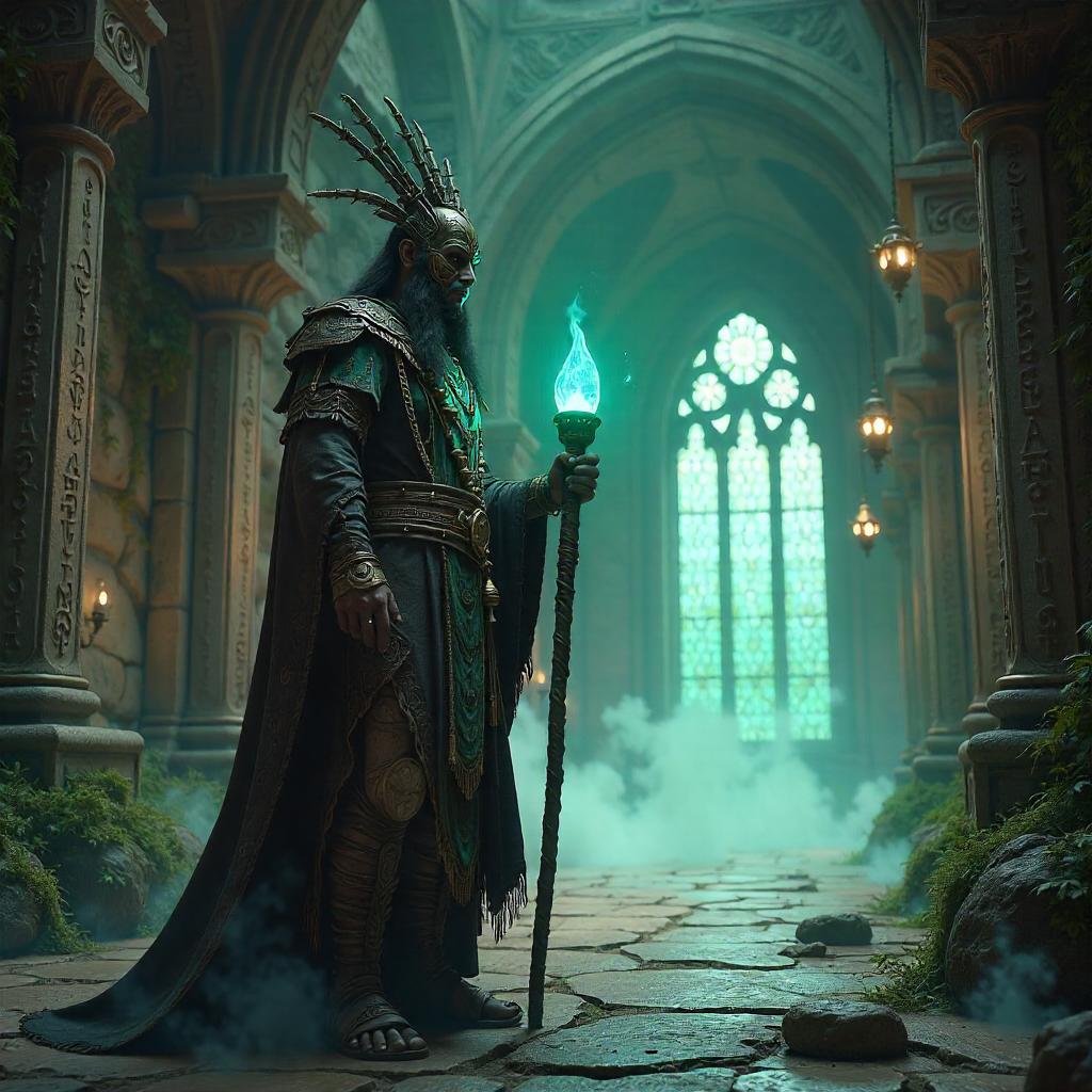 Shaman in an Enchanted Castle: 3D Render