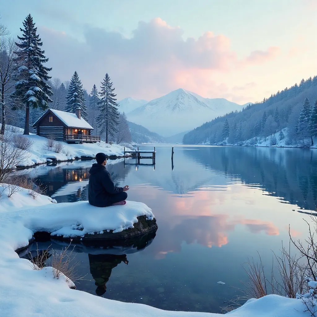 Winter Meditation by a Snowy New Hampshire Lake