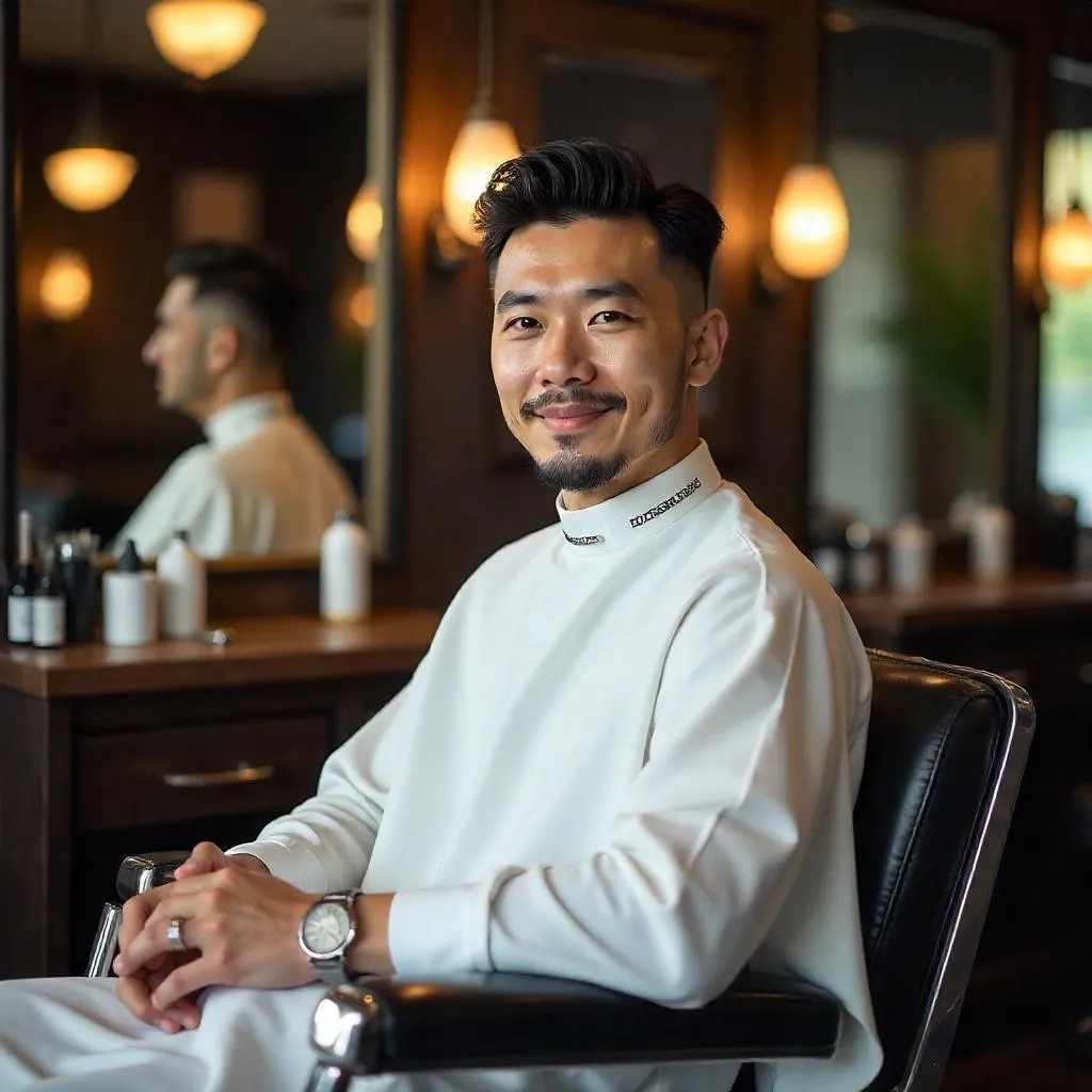 Confident Asian Man in a Barbershop