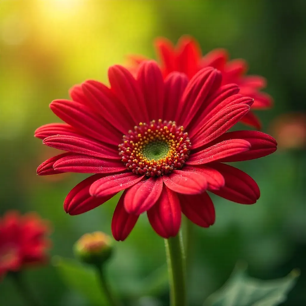 Vivid Red Gerbera Daisies in Natural Sunlight