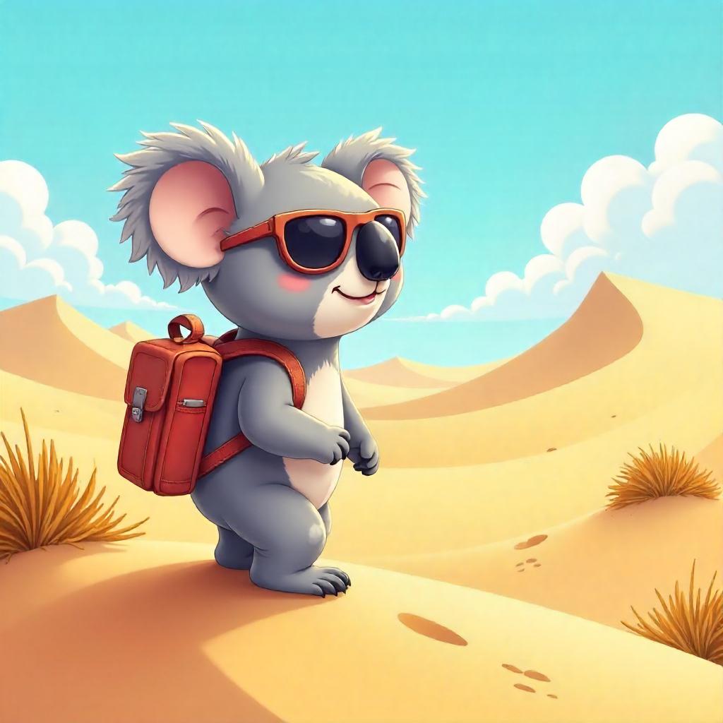 Desert Koala: Cartoon in the Sand Dunes