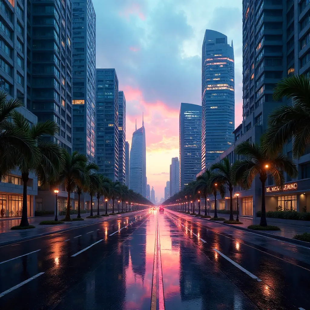 Dawn over Singapore's Empty CBD Skyline