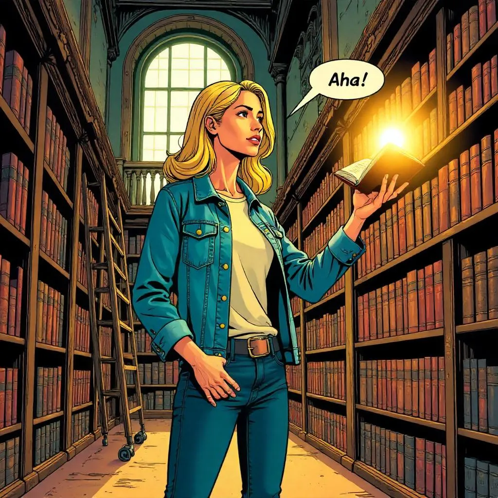 Library Heroine in a Comic Book Scene