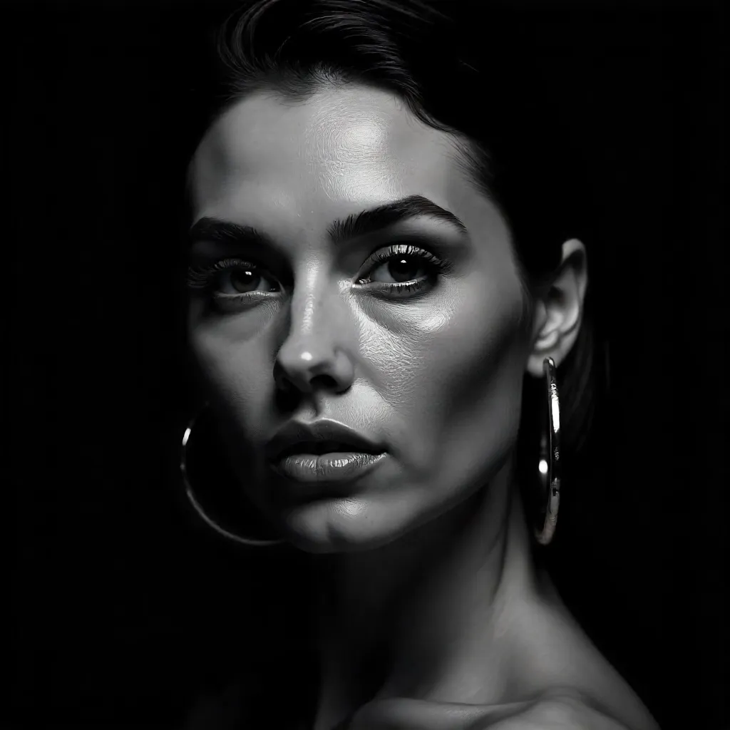 Bold Black-and-White Portrait of a Confident Woman