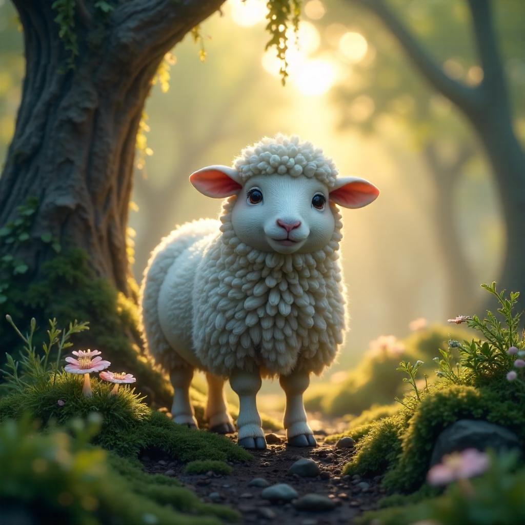 3D Render: Sheep in an Enchanted Grove