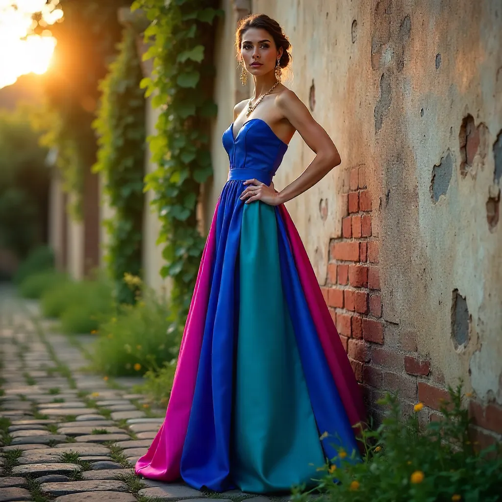 Radiant Elegance Against a Weathered Rustic Wall