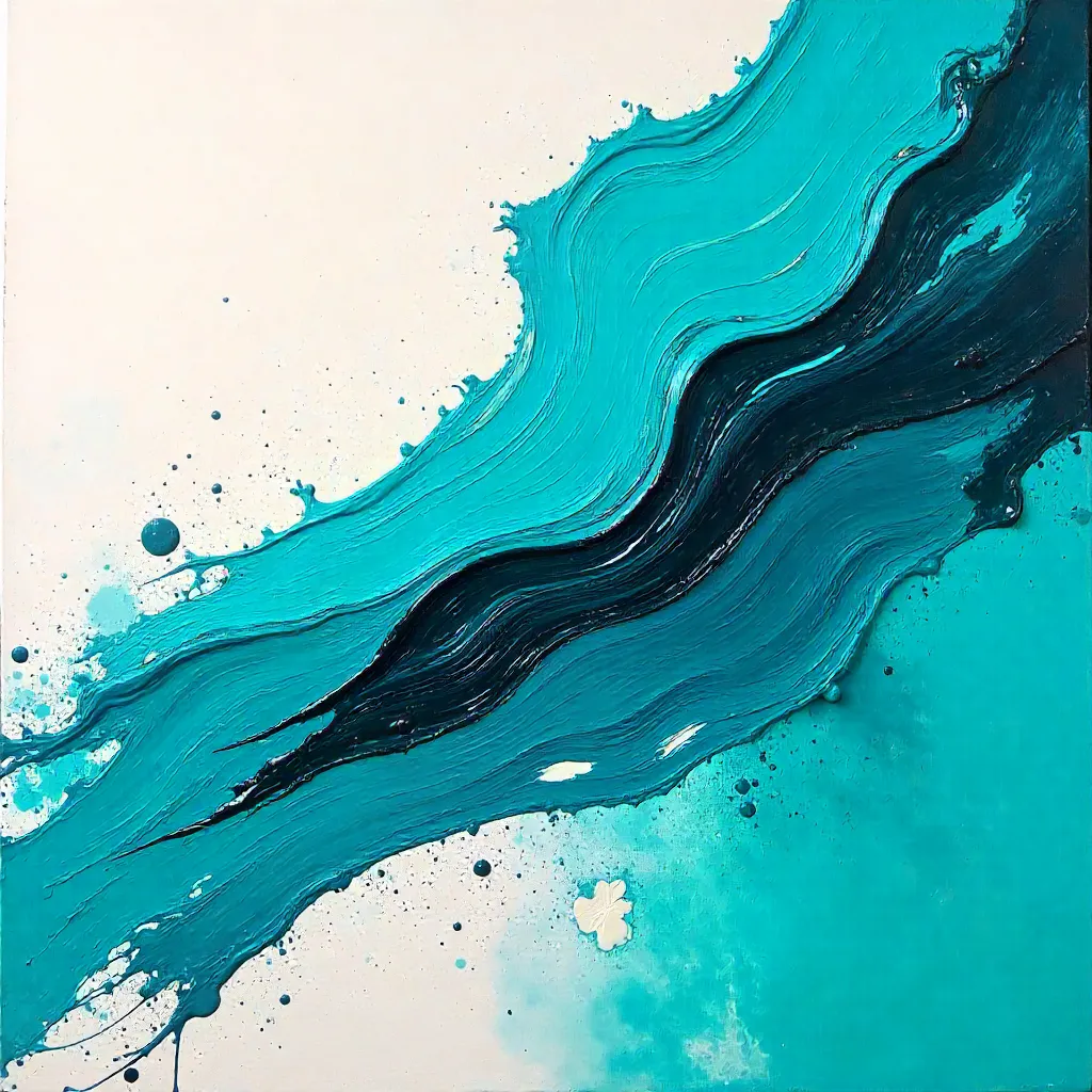 Turquoise Dynamo: Dynamic Abstract Painting