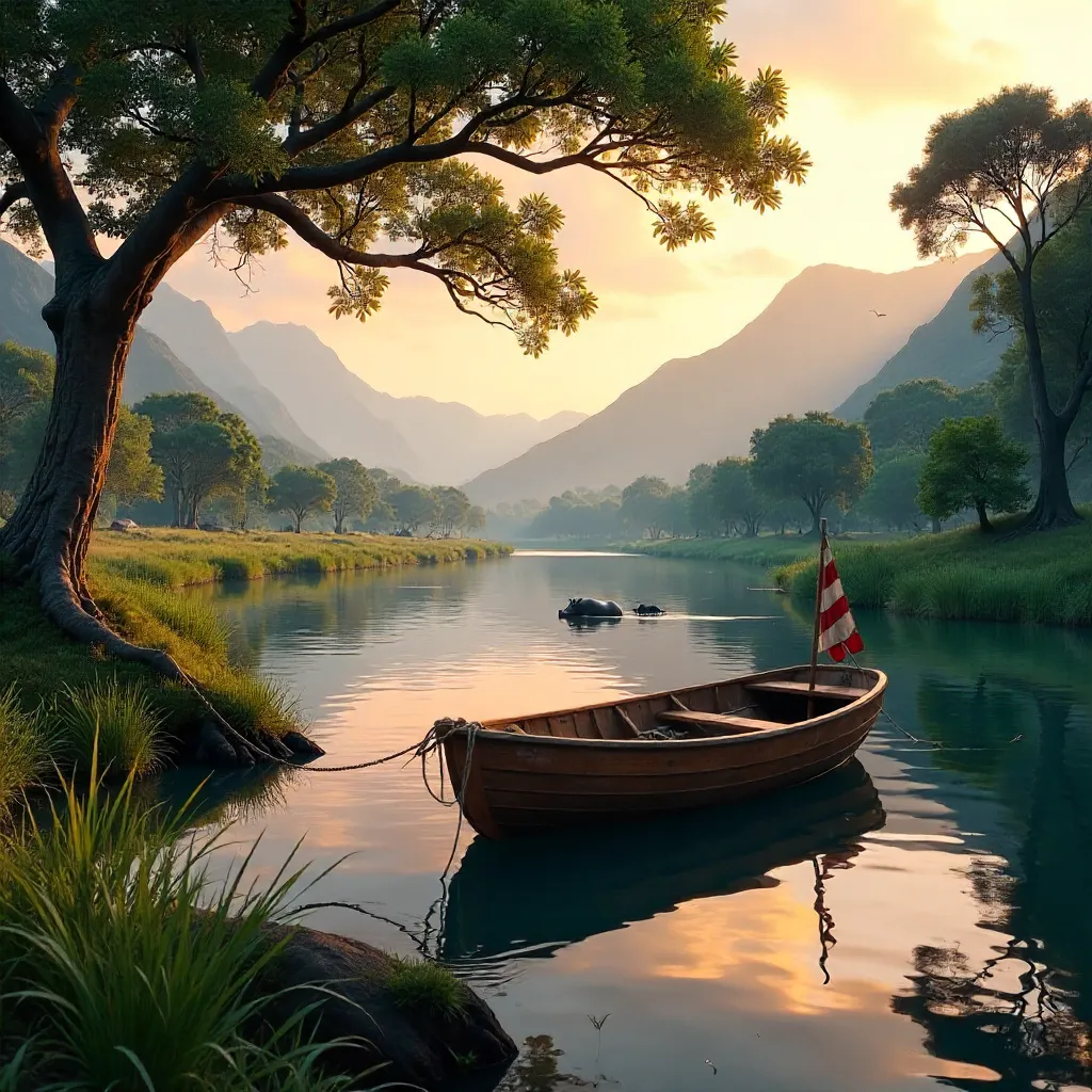 Anchored in a Lush South African River Landscape