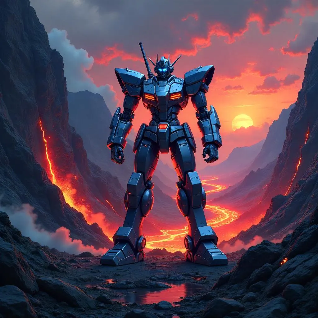 Volcanic Crater Mecha in Anime Style